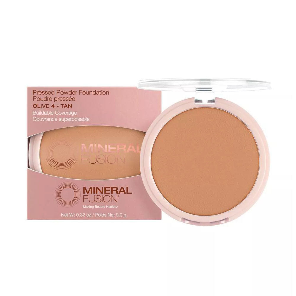 Mineral Fusion Pressed Powder Foundation, Olive 4 Tan, 0.32 Oz